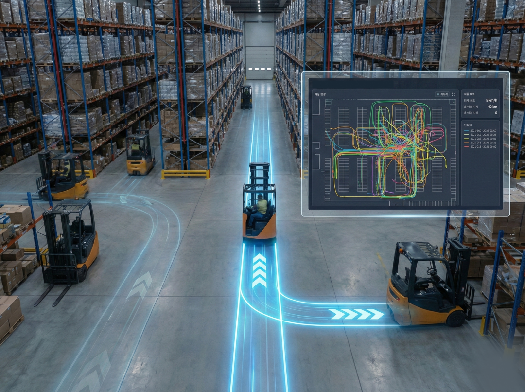 지게차 이동 경로 스파게티 차트