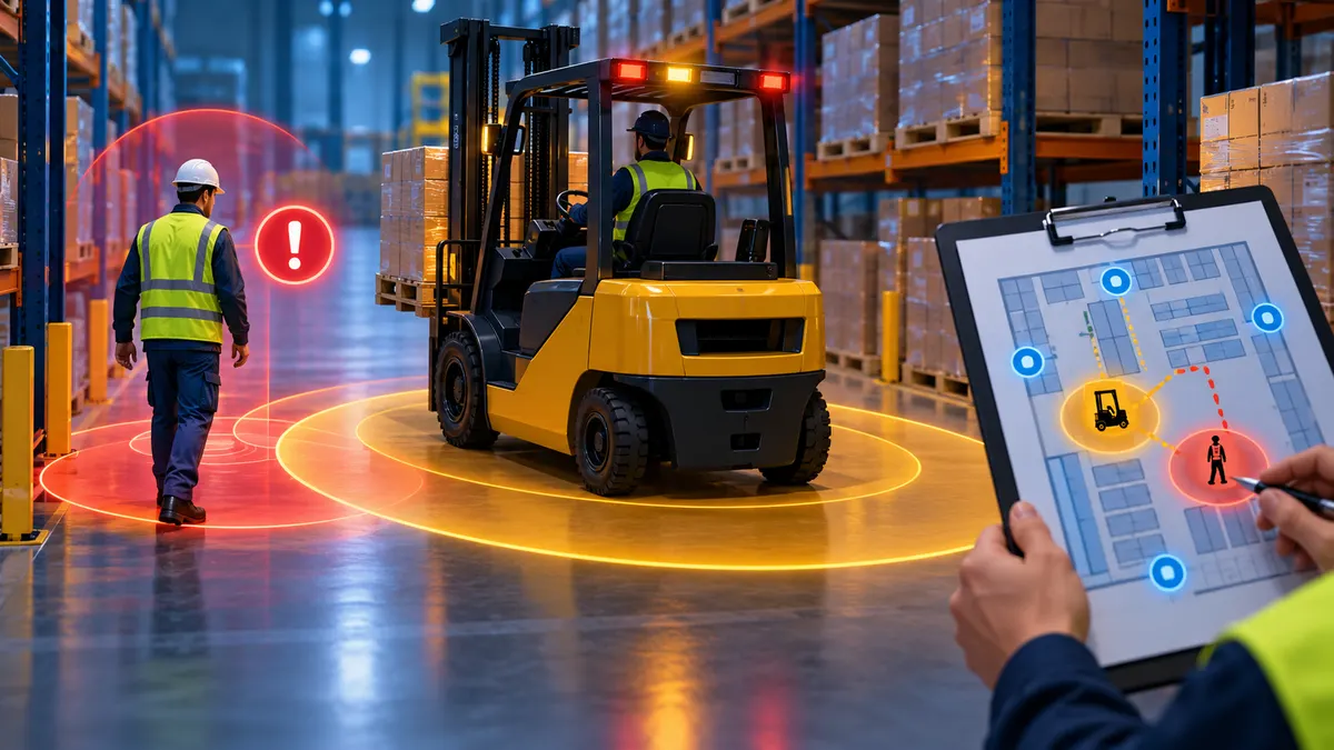 SpaceGuard forklift proximity-warning demonstration
